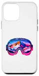 Coque pour iPhone 12 mini Lunettes de ski rétro roses, fans de snowboard vintage