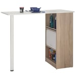 Table comptoir de cuisine avec rangement à rideau L130cm LUCK chêne/blanc Taille unique