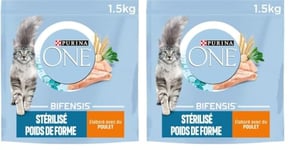 Purina One - Aliment Poids de Forme au Poulet et au blé pour Chat Stérilisé 1,5 KG (Lot de 2)