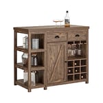 SoBuy îlot Central de Cuisine, Comptoir, Placard, Buffet de Rangement, Armoire avec 3 Étagères, 2 Tiroirs, Porte, Porte-Verres et Porte-Bouteilles - 110x55x95 cm, SVW20-N