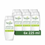 Simple Kind to Skin Refreshing Shower Gel pack of 6 body wash with natural cucum