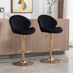 Wahson Velvet Bar Stools Set of 2 Breakfast Bar Chairs with Backrest, Adjustable