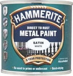 Hammerite Direct To Rust Satin White Quick Drying Metal Paint 250ml