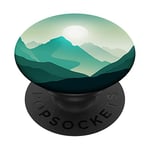Moon Night Pop Mount Socket Mountain Art Work Teal PopSockets Grip and Stand for Phones and Tablets
