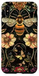 Coque pour iPhone XS Max Beau motif abeilles et fleurs noires