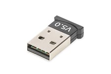 DIGITUS Adaptateur USB Bluetooth 5.0 - pour PC et Ordinateur Portable - Plus de 3 connexions simultanées - Bluetooth Low Energy (BLE) - Portée jusqu'à 20 m - Compatibilité descendante - Clé Bluetooth