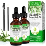 VXHDAG Rosemary Oil for Hair Growth - 100% Pure Natural Organic Rosemary Essential Oil for Eyebrow Eyelash, Nourishes The Scalp, Stimulates Hair Growth for All Hair Types (2 Pack 2x60ML)