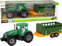 Leantoys Green Farm Traktor Släpvagn Friction Drive