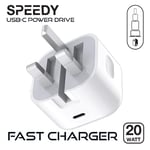 For iPhone 15 14 13 20W USB-C Dock PD Plug Charger Adaptor Fast Charger