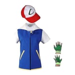 Pokemo Ash Ketchum Cosplay Anime Blue Jacket Sets_v 140 cm