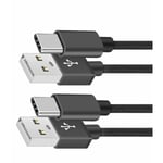 2 st USB C-kabel Typ C Snabbladdningskabel för Samsung Galaxy A12 / A32 / A42 / A52 / A72 Nylon Android Telefonladdare (1m, Svart)