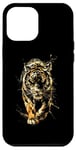 Coque pour iPhone 14 Pro Max Gold Tiger Encre d'art asiatique traditionnelle Tigre doré