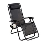 DSHUJC Chaise de Jardin inclinable Chaises Longues Chaise Longue de Plage Pliante Chaises inclinables en Textoline Noir résistant aux intempéries avec Table d'appoint