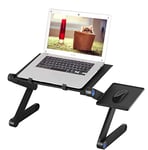 Uten Laptop Stand, Adjustable Folding Desk Riser with Mouse Pad, Ergonomic Laptop Stand, Laptop Holder for Desk Bed Sofa with Fan