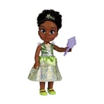 Disney Princess Tiana Fashion Doll, 14” / 35cm Tall Doll with Royal Reflection Eyes Includes Shimmery Platinum Holofoil Printed Removable Dress, Shoes, Tiara and Brush, Perfect for Girls Ages 3+