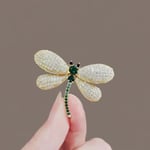 Dragonfly tema mode emalj Kristall Strass Brosch Pin Green