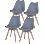 Chaises de salle à manger Chaises coquillage gris chêne, lot de 4 Chaises de cuisine bois, plastique, coussins d'assise PP, cuir PU, LxPxH 48x42x82