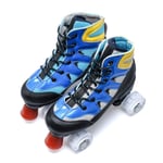 Double Row Skates, Breathrable Mesh Material Wear-Resistant PU 4 Wheels Skating Pulley, Fashion Lace Up Ice Shoes, for Adults Women Men,Blue(PU),36