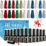 12 färger jul gel nagellack set, nagellack kit för kvinnor flickor DIY nagelkonst