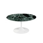 Knoll - Saarinen Round Table - Soffbord, Vitt underrede, skiva i glansig grön Alpi marmor, H: 38, Ø 91 - Soffbord - Eero Saarinen - Grön,Vit - Glas/Metall