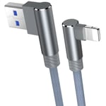 Lightning kabel til iPhone / iPad - Vinklet - 3A - Grå - 1 m