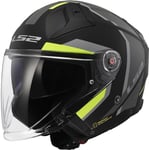 LS2, Casque Moto Jet Infinity II Focus Matt Black H-V Yellow, XL