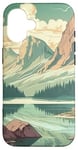 Coque pour iPhone 16 Rocky Mountain Lake Vintage Paysage graphique