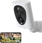 Caméra Surveillance WiFi Extérieure sans Fil, 2K Caméra Extérieure, Batterie Rechargeable, Détecteur de Mouvement PIR, Alarme et Caméra Maison, Vision Nocturne Couleur, Étanche,Carte SD/Cloud