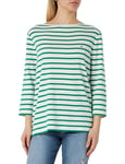 Tommy Hilfiger Women Long-Sleeve T-Shirt Cotton, Multicolor (Breton Ecru/Olympic Green), 52