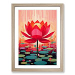 Lotus Flower Constructivism No.3 Framed Wall Art Print, Ready to Hang Picture for Living Room Bedroom Home Office, Oak A2 (48 x 66 cm)