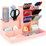 Organisateur Bureau, 5 Pièces Multifonctionnel Porte Stylo Bureau, Plastique Rangement Bureau organisateur Enfant pour Papeterie, Bureau, Maison,