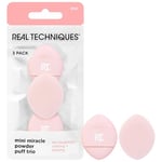 Real Techniques Trio Mini Miracle Powder Puff de, à fixer et à cuire, mini-bouffée de maquillage pour poudre en vrac et pressée,3 unités