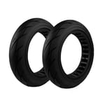 2-pack 10 tum solida däck till Segway Ninebot F & D, Xiaomi Mi 4, Navee V 10x2.125-6.5 svart 55/80-6.6