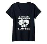 Womens I Love Kickboxing Funny Proud Kickboxer V-Neck T-Shirt