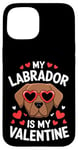 iPhone 15 Chocolate Labrador My Valentines Hearts Day Dog Mom Dad Case