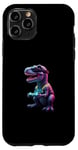 Coque pour iPhone 11 Pro Gaming Dinosaurs- Le T-rex joue aux jeux vidéo