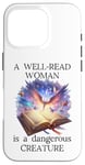 Coque pour iPhone 16 Pro A Well Read Woman is a Dangerous Creature Womens Floral Book