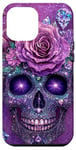 Coque pour iPhone 15 Plus Mignon rose violette et crâne avec étoiles crânes violets