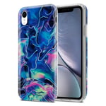 Coque pour Apple iPhone XR en Marbre Bleu Rose No. 17 Housse de protection Étui en silicone TPU avec motif mosaïque - Neuf