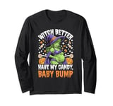 Spooky Halloween Witch Baby Bump for Pregnant Woman Long Sleeve T-Shirt