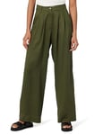 The Drop Women's Amalia Relaxed Pleated Trousers, Dark Forest, XX-Large