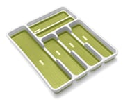 Addis - 517612 - Organiseur de tiroir à Base Souple antidérapante de qualité supérieure, 6 Compartiments, Blanc et Vert