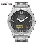 North Edge Miesten Digitaalinen Urheilukello Vedenpitävä 50 M Korkeusmittari Kompassi Business Luxury Miesten Watch Outdoor Smart Watch_White