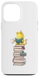 Coque pour iPhone 13 Pro Max Kawaii Cat Reading Book Stack Cute Bookworm T-shirt graphique