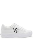 Calvin Klein Jeans Leather Platform Logo Trainers - White, White, Size 41, Women