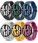 MoKo 6 Pack Bracelets Compatible avec Samsung Galaxy Watch 7 FE 6 5 4 40mm 44mm/Watch 6 Classic 43mm 47mm/Watch 5 Pro 45mm/Watch 4 Classic 42mm 46mm, Bracelet Sport en Silicone Souple, Multicolore A