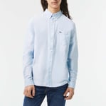 Lacoste Mens Regular Fit Long Sleeve Oxford Shirt in Light Blue material_cotton - Size 18 inch