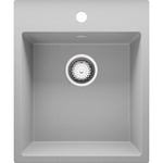 Primagran - Evier Cuisine en Granit 43 x 50 cm Lavabo 1 bac + Kit de Vidage, Évier à Encastrer de Gris