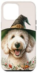 Coque pour iPhone 12 Pro Max Aquarelle jaune Labradoodle Dog Halloween