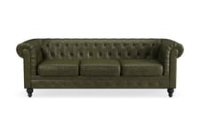 Chesterfield Lyx 3-seter Sofa - Mørkegrønn PU sofaer Grønn